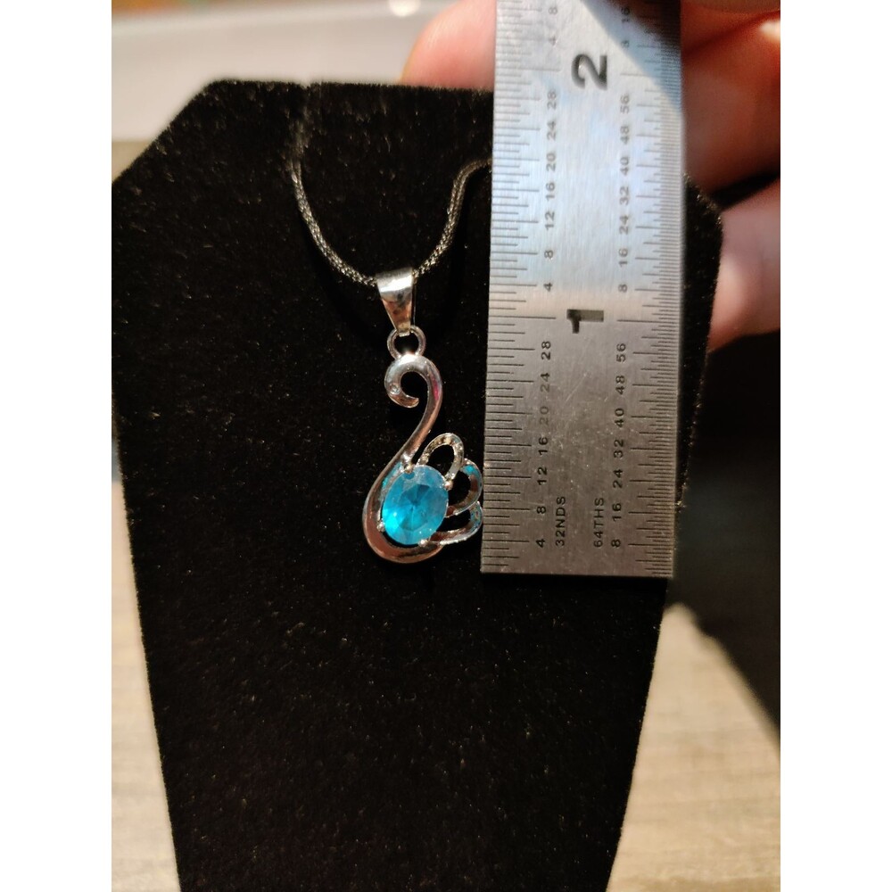 925 Blue Rhinestone Pendant - Picture 3 of 4
